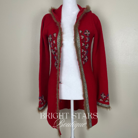 Rare Vintage Hooded Cardigan ASO Willow Rosenberg BtVS Red Embroidered Knit - Picture 8 of 13